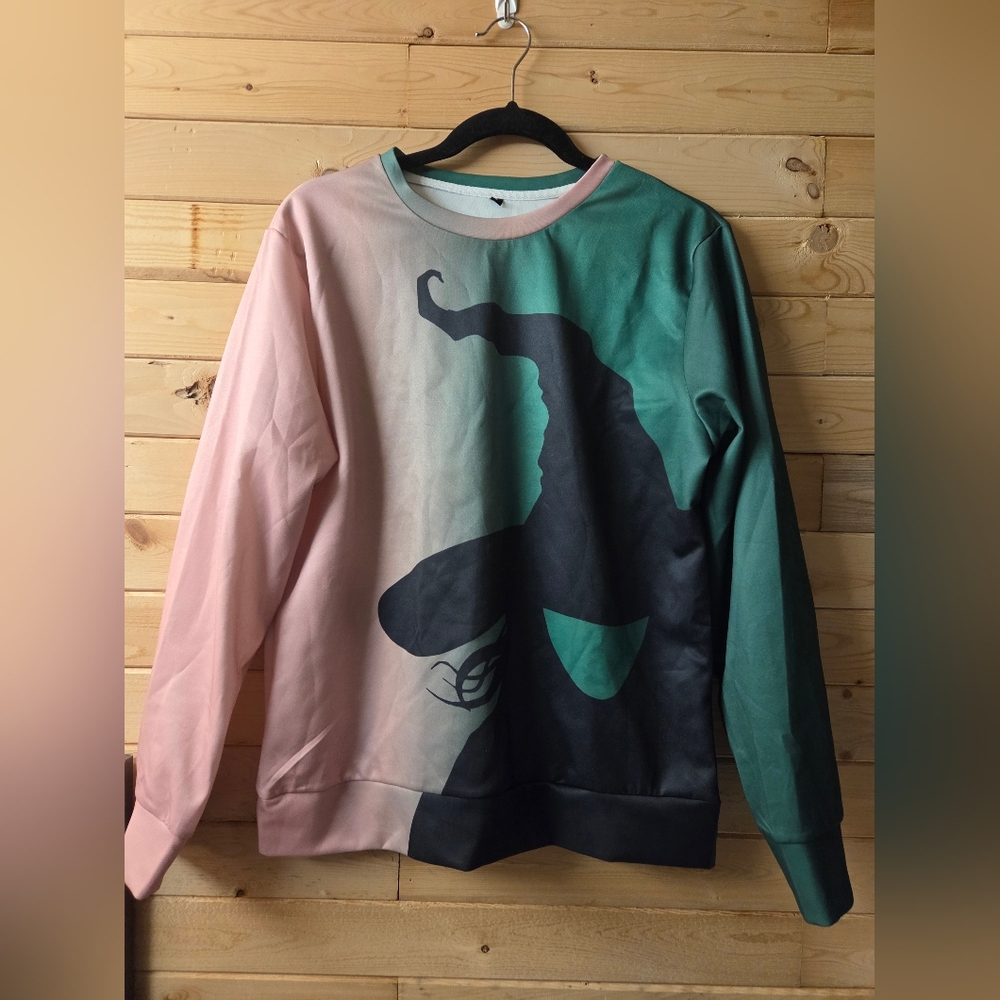 Stylish Pink and Green Women's Wicked Crew Neck Sweater Size S EUC